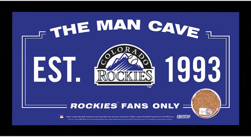 Colorado Rockies Man Cave Sign 6x12 Framed Photo With Authentic Game-Used Dirt Capsule (MLB Auth)