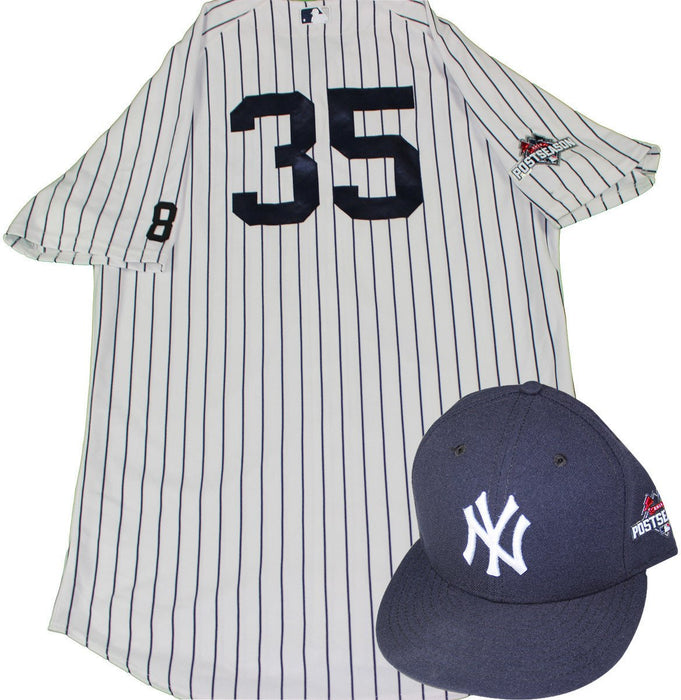 Michael Pineda Uniform - NY Yankees 2015 Game Issued #35 Pinstripe Jersey  Hat and Pants with Yogi Berra #8 Commemorative Patch & Postseason Patch (10/6/2015)