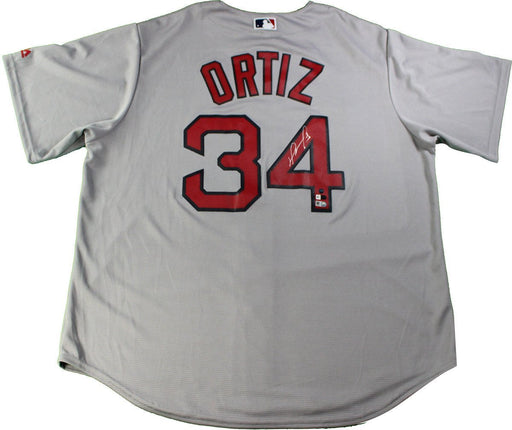 David Ortiz Signed Majestic Red Sox Grey #34 Replica Away Jersey (Fanatics/SSM)