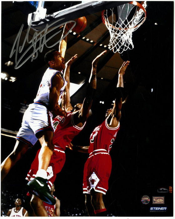 John Starks Signed The Dunk over Jordan 8x10 Photo