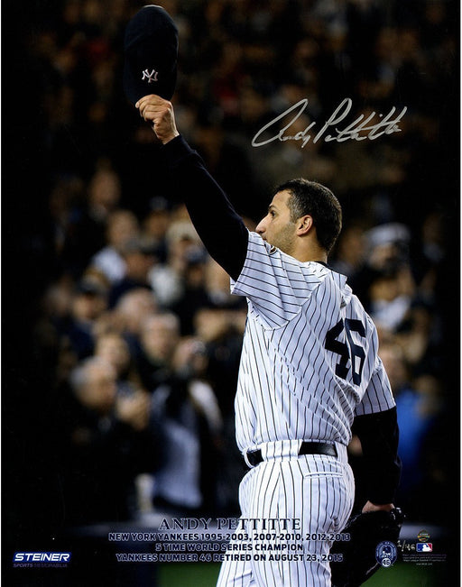 Andy Pettite Signed Pettitte Retirement Logo Tipping Cap 16x20 Photo LE/46