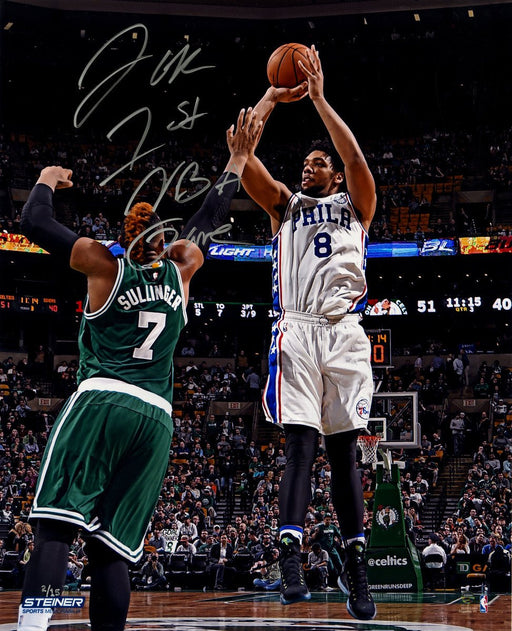 Jahlil Okafor Signed 76ers First NBA Game Metallic 16x20 Photo w/ “First NBA Game” Insc (LE/15)