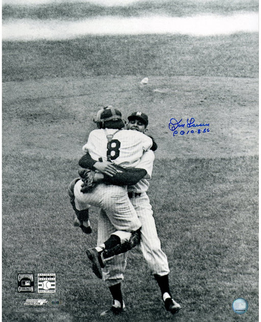 Don Larsen Signed Perfect Game Hug B/W 16x20 Photo w/ PG insc