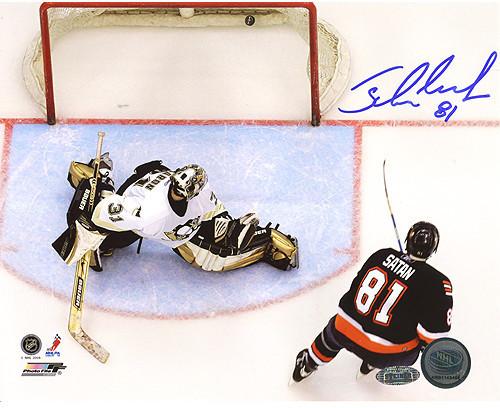 Miroslav Satan Shootout Goal vs Penguins 16x20 Photo