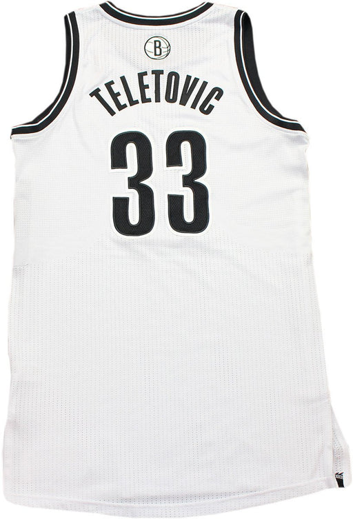 Mirza Teletovic Jersey - Brooklyn Nets 2014 Playoff Game Used #33 White and Black Jersey (Round 1 - Game 6) (2XL) (BKN01247)