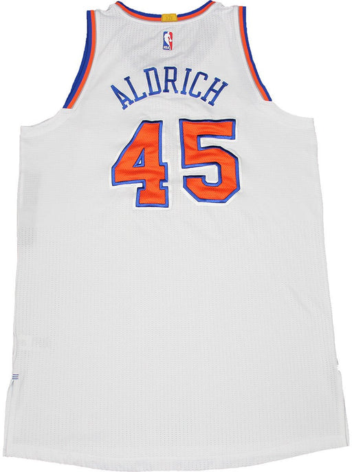 Cole Aldrich Jersey - NY Knicks 2014-2015 Game Used #45 White Jersey (MSG 2014-15) (3XL) (NKN02864)