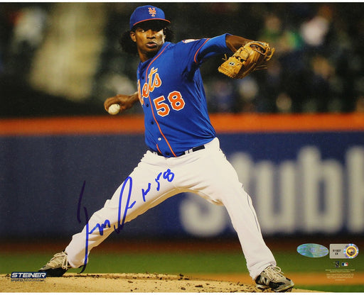 Jenrry Mejia Signed Pitching Blue Jersey 8x10 Photo