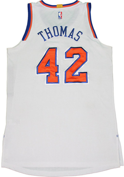 Lance Thomas Jersey - NY Knicks 2014-2015 Game Used #42 White/Blue/Orange Jersey (XL)