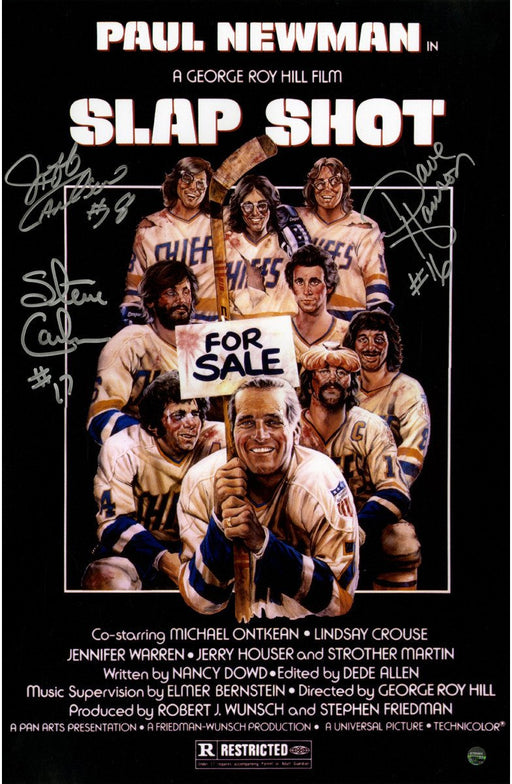 Hanson Brothers Triple Signed Slapshot 11x17 Movie Poster