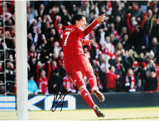 Luis Suarez Signed Liverpool vs Man U Goal Horizontal 12x16 Photo (Icons.com Auth)