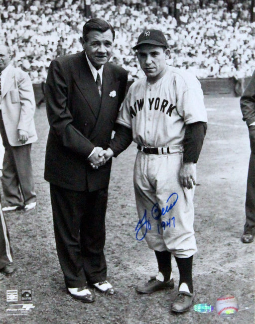 Yogi Berra w/ Babe Ruth B/W 11x14 Vertical Photo w/ “1947” Insc