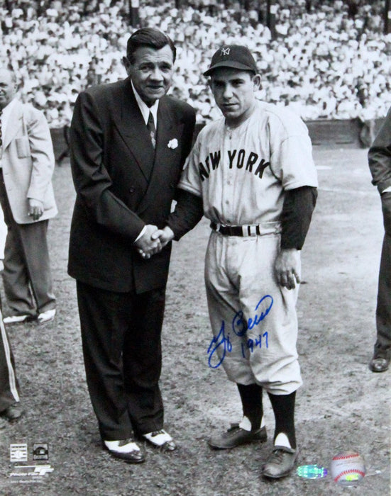 Yogi Berra w/ Babe Ruth B/W 11x14 Vertical Photo w/ “1947” Insc