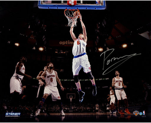 Kristaps Porzingis Signed Dunking vs. Spurs 16x20 Photo