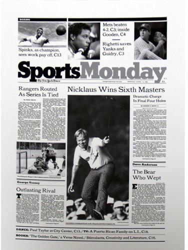 New York Times Reprint April 14  1986 Jack Nicklaus' Sixth Masters