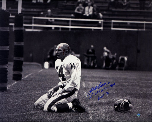 YA Tittle Signed Agony of Defeat Blood 16x20 Metallic Photo w/" 4x NFL MVP   HOF 71"Insc.