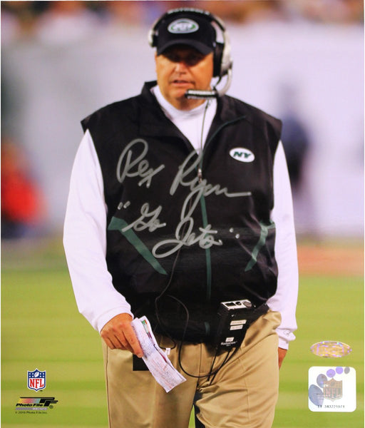 Rex Ryan NY Jets Sideline Vertical 8x10 Photo w/ "Go Jets" Insc.