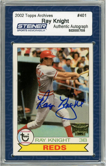 Ray Knight Signed 2002 Topps Card - Reds - "Topps Archives 2002" - Swinging (Slabbed by Steiner)