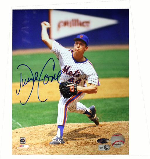 David Cone Mets Pinstripe Jersey Pitching Vertical 8x10 Photo (MLB Auth)