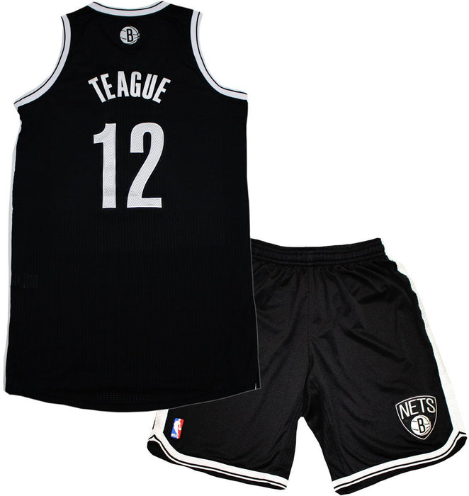 Marquis Teague Uniform - Brooklyn Nets 2013-2014 Season Game Used #12 Black and White Jersey and  #12/13 Black and White Shorts Set (1/26/2014 vs Boston Celtics)