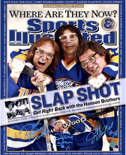 The Hanson Brothers Signed Charleston Chiefs Slap Shot Sports Illustrated Cover 16x20 Photo (AJ Sports Auth)