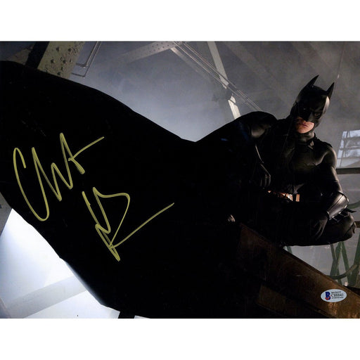 Christian Bale Signed Horizontal Batman Staring Down 11x14 Photo Beckett