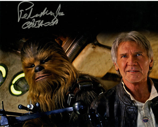 Peter Mayhew Signed 'Chewbacca and Han Solo Episode VII: The Force Awakens' 8x10 Photo