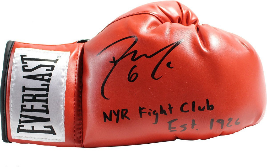 Dylan McIlrath Signed Red Boxing Glove w/ NYR Fight Club est 1926 Insc LE/100