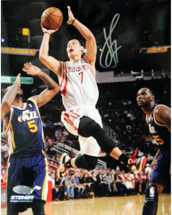 Jeremy Lin Signed Drive vs Jazz 8x10 Photo