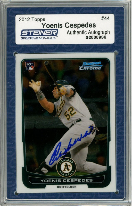 Yoenis Cespedes Signed 2012 Bowman Chrome Rookie Card nbr44 Slabbed by Steiner