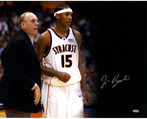 Jim Boeheim w/ Carmelo Anthony Black Background Signed 16x20 photo