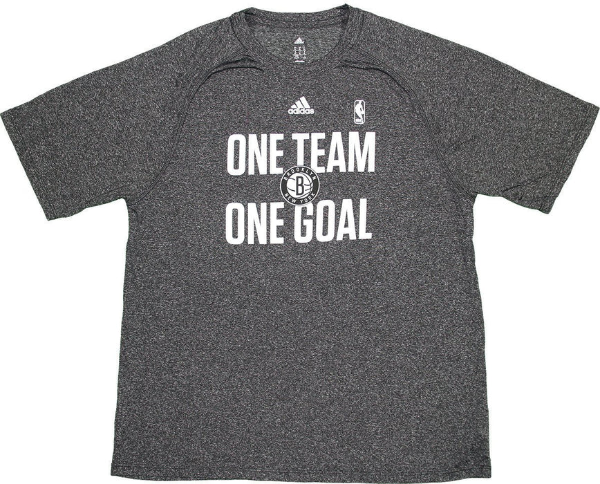 Jerome Jordan 2014-2015 Brooklyn Nets One Team One Goal Charcoal Gray Warm-Up Short Sleeve Shirt (2XLT)