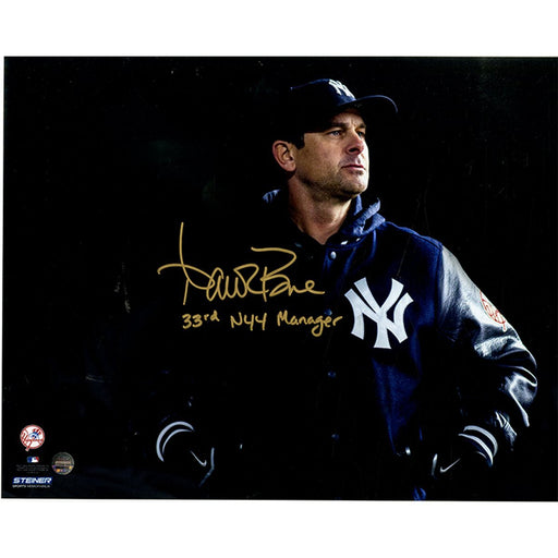 Aaron Boone Signed New York Yankees Dugout 8x10 Photo w/ "33rd NYY Manager" Insc