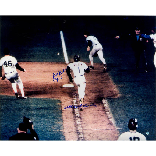 Bill Buckner/Mookie Wilson Dual Signed Game 6 1986 World Series 16x20 Metallic Photo w/  "Oops" Insc by Buckner