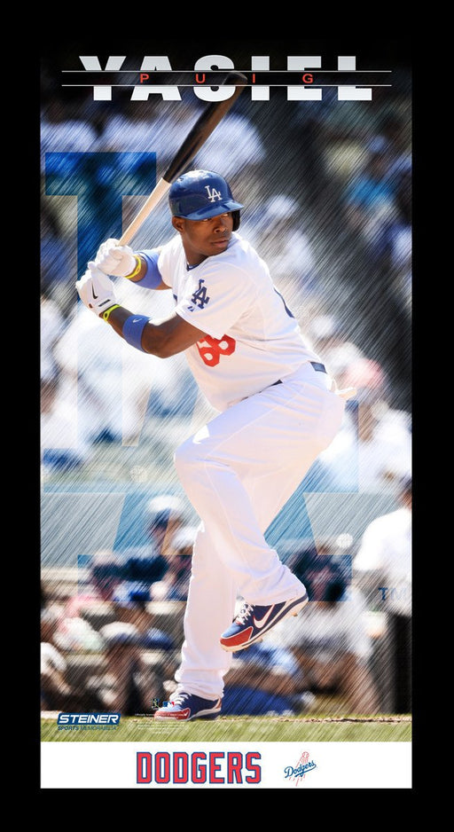 Yasiel Puig Los Angeles Dodgers Player Profile Wall Art 9.5x19 Framed Photo