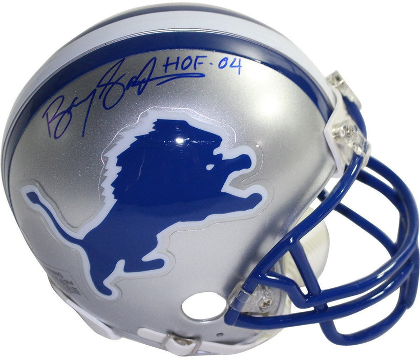 Barry Sanders Signed Detroit Lions Replica Mini Helmet w/ HOF 04 Insc