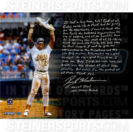 Rickey Henderson Signed 16x20 Story Photo