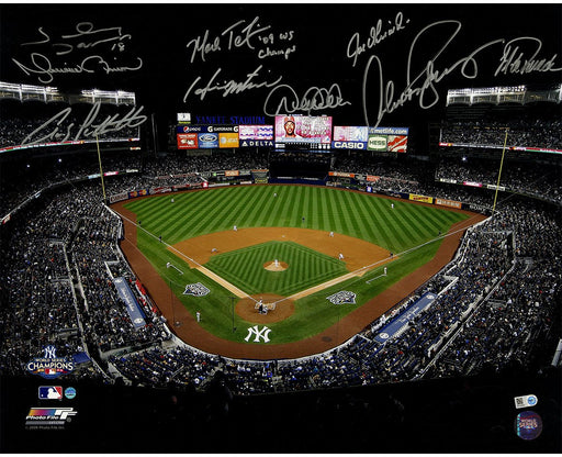 Jorge Posada  Mark Teixeira  Johnny Damon  Hideki Matsui  Mariano Rivera  Alex Rodriguez  Joe Girardi  Derek Jeter  Andy Pettitte Multi-Signed 2009 World Series Game 6 Yankee Stadium Overhead Shot 16x20 Photo w/ "09  WS Champs" Insc.