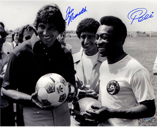 Pele & Joe Namath Dual Signed B&W 16x20 Photo