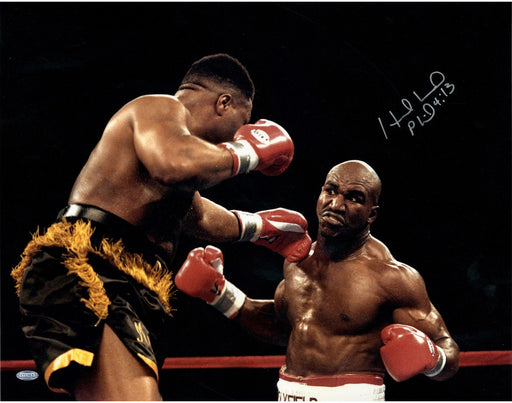 Evander Holyfield right punch against Ray Mercer Signed 16x20 Photo