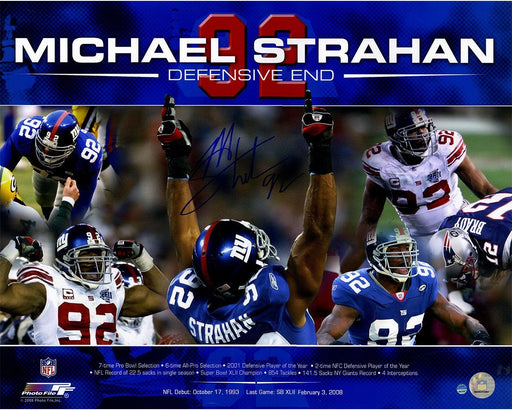 Michael Strahan Signed Career Accomplishments 16x20 Photo