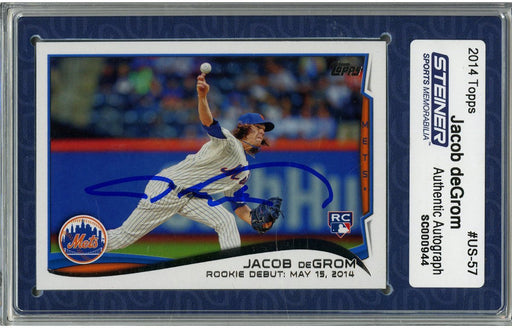 Jacob deGrom Signed 2014 Topps Rookie Card Slabbed by Steiner