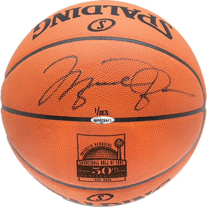 Michael Jordan Autographed Laser Engraved Hall of Fame 50th Anniversary Spalding Basketball - Limited to 123 (UDA Auth)