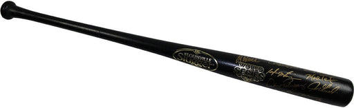 Jorge Posada  Hideki Matsui  Alex Rodriguez  Johnny Damon  Joe Girardi  Mark Teixeira  Derek Jeter  Andy Pettitte Signed 2009 World Series Logo Louisville Slugger Black Bat (Logo in Gold)