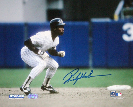 Rickey Henderson Leading Off Second Base in Yankees Uniform 8x10