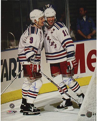 Adam Graves/ Mark Messier Dual Signed Celebration Behind The Goal 16x20 Photo