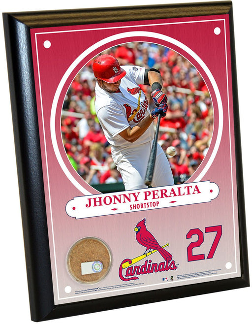 St. Louis Cardinals Jhonny Peralta 8x10 Plaque with Game Used Dirt from Busch Stadium