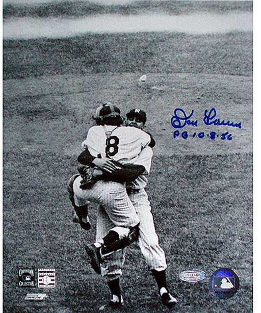 Don Larsen Signed Perfect Game Hug B/W 8x10 w/ PG insc