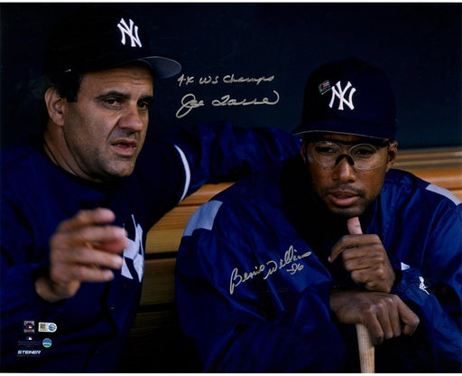 Bernie Williams & Joe Torre Dual Signed "Dugout" 16x20 Photo w/ "4x WS Champs" Insc. by Joe Torre