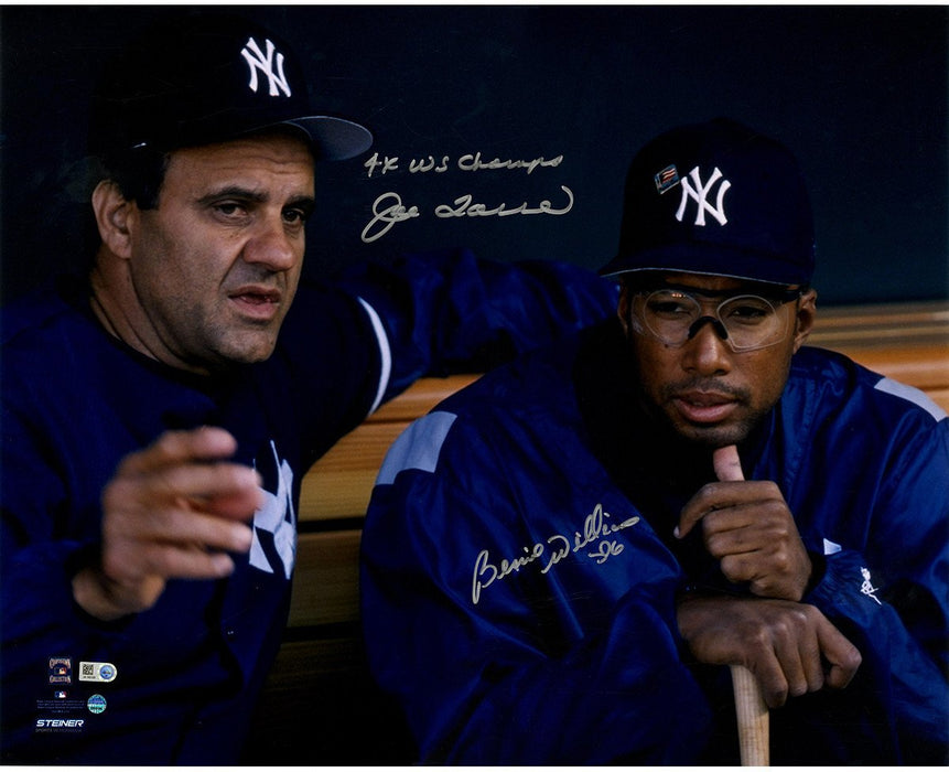 Bernie Williams & Joe Torre Dual Signed "Dugout" 16x20 Photo w/ "4x WS Champs" Insc. by Joe Torre