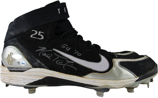 Mark Teixeira Signed 2014 Game Used Black/Gray/White Cleat Pair w/ "GU '10" insc Size: 13.5